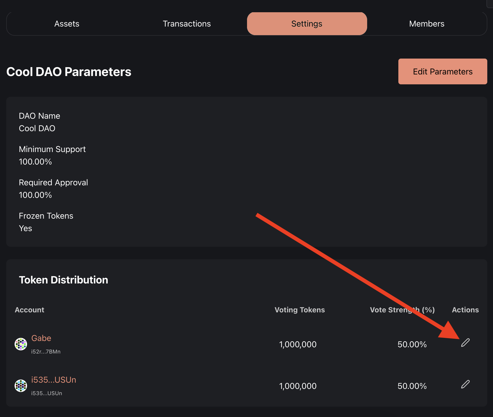 Edit member button