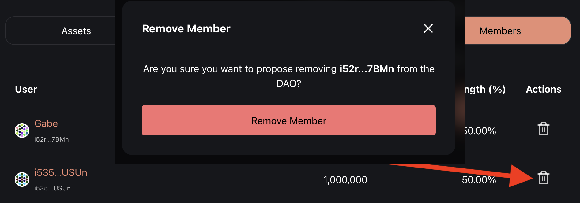 Trash button